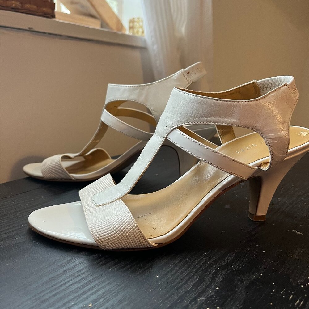 Nine West White Ladies Vintage Open Toe/Slingback shoe